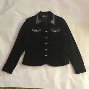 Christine Alexander designer Jacket with real Swarovski Crystals. Brown Velvet.